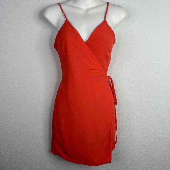 Majorelle Dress Women's‎ XS Red Sleeveless Spaghetti Strap V Neck Classic Wrap - Picture 1 of 8